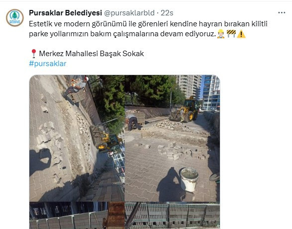Pursaklar Belediyesi kilitli parke yollarda bakım çalışmalarını sürdürüyor
