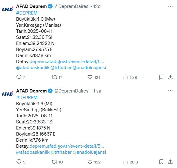 Türkiye beşik gibi sallanıyor! AFAD peş peşe duyurdu depremler sürüyor
