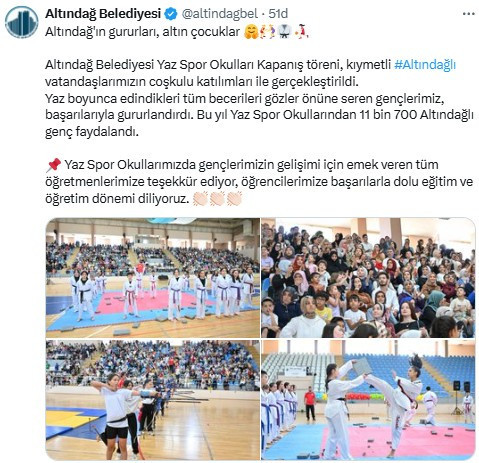 Altındağ Belediyesi'nin Yaz Spor Okulları'ndan 11.700 Altındağlı genç yararlandı