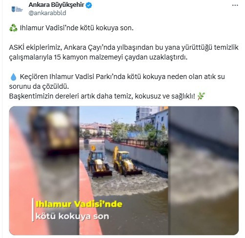 ABB, Keçiören Ihlamur Vadisi'ndeki kötü kokuya son verdi
