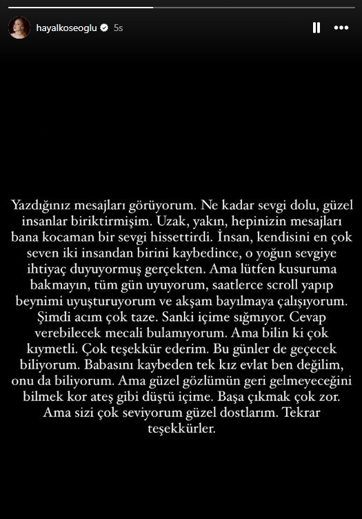 Baba acısı yaşayan Hayal Köseoğlu: 'Saatlerce scroll yapıp beynimi uyuşturuyorum'