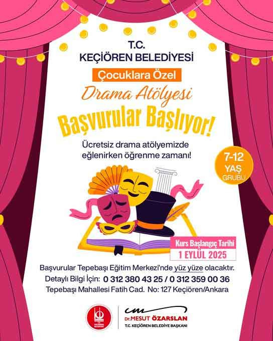 Keçiören Belediyesinden çocuklara özel Drama Atölyesi: Başvuru sürüyor!