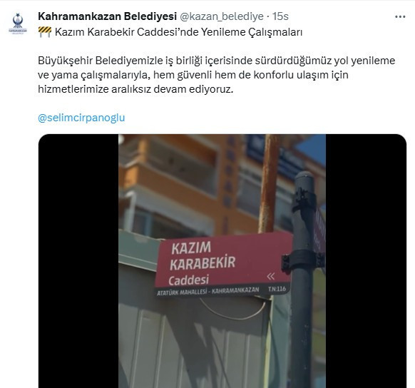 Kahramankazan Belediyesi cadde ve yolları yeniliyor!
