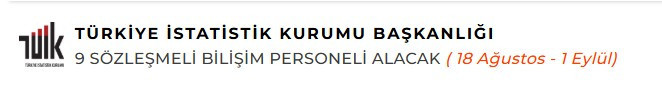 TÜİK, Ankara'da 9 sözleşmeli personel alımı yapacak