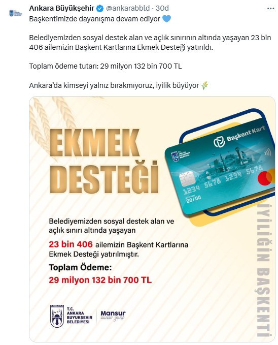 ABB 23.406 haneye ekmek desteği ödemesi yaptı!