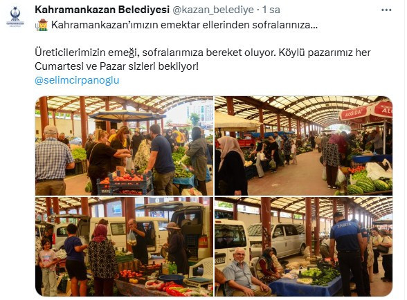 Kahramankazan Belediyesi'nden üreticiden tüketiciye: Köylü pazarları!