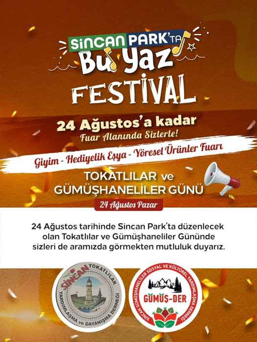 Sincan Belediyesi duyurdu: Sincan Park'ta bugün Tokatlılar ve Gümüşhaneliler günü!