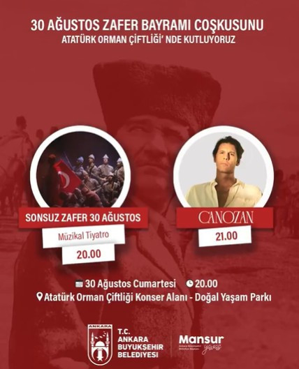 Ankara Büyükşehir Belediyesi, 30 Ağustos konseri ve etkinliklerini açıkladı!