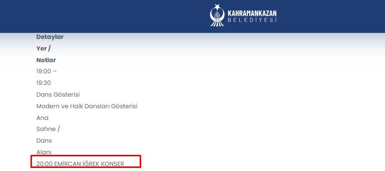 Kahramankazan Belediyesi'nden Emircan İğrek konseri