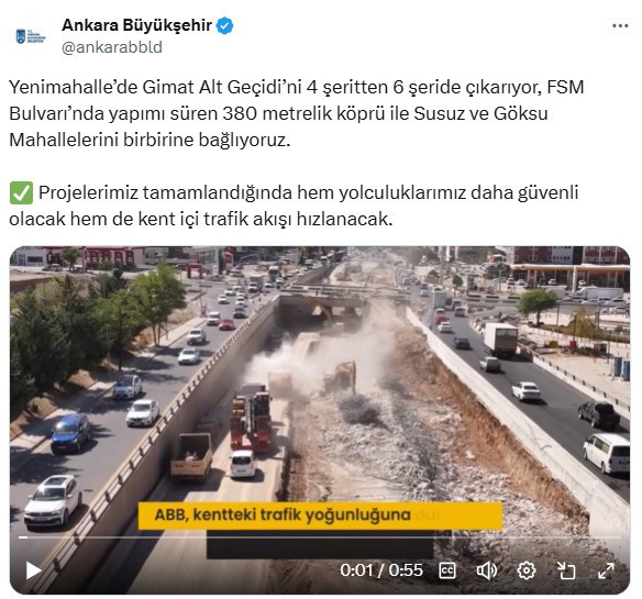 ABB trafik sorununa dur dedi! Gimat Alt Geçidi 4 şeritten 6 şeride çıkıyor