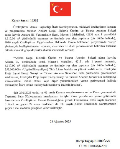 Çankaya ve Yenimahalle'de 3 taşınmaz Cumhurbaşkanı Erdoğan'ın onayıyla özelleştirildi - Resim : 2