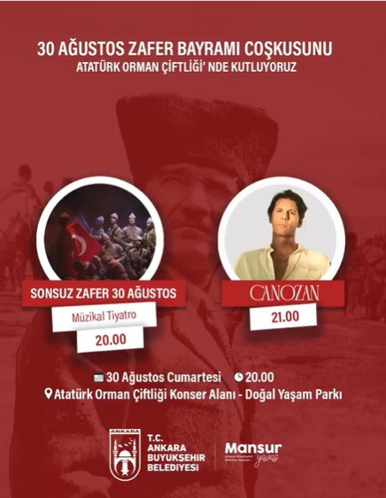 30 Ağustos konserleri ve etkinlikleri 2025 Ankara! Ücretsiz konserler ve etkinlikler listesi - Resim : 2