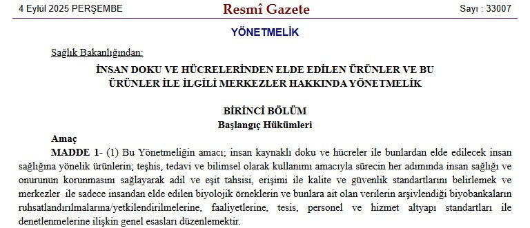 Ulusal Doku ve Hücre Bankacılığı Sistemi kuruluyor