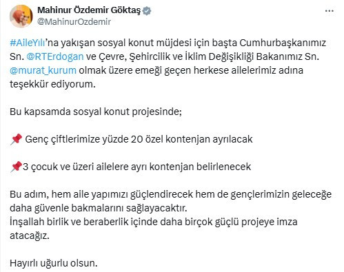 Bakan Göktaş'tan sosyal konut projesi açıklaması!