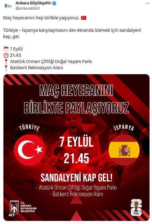 ABB'den milli maç daveti: 'Sandalyeni kap gel'