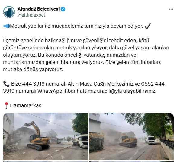 Altındağ Belediyesi metruk yapıları yıkmaya devam ediyor