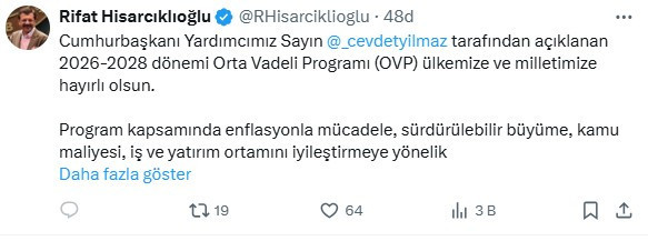 TOBB Başkanı Hisarcıklıoğlu'ndan 2026-2028 OVP değerlendirmesi