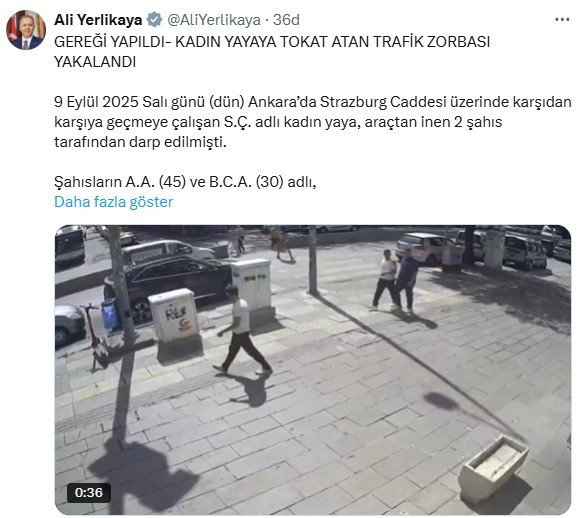 Bakan Yerlikaya duyurdu: Ankara'da yaşlı kadına tokat atan trafik zorbası yakalandı!