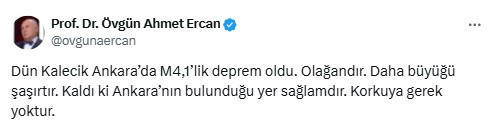Deprem Uzmanı Ercan'dan Ankara depremi açıklaması! Daha büyüğü olur mu?