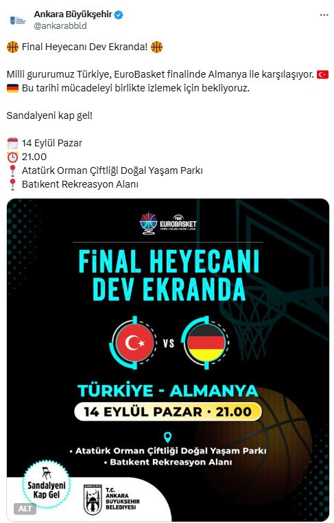 ABB, Türkiye-Almanya EuroBasket finali için 2 noktada dev ekran kuracak