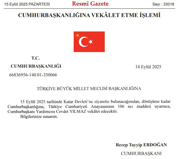 Katar'a gidecek Cumhurbaşkanı Erdoğan'a Cevdet Yılmaz vekalet edecek