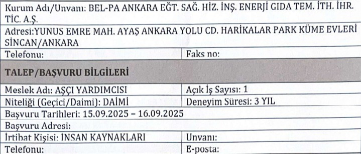 Bel-PA Ankara 4 farklı meslekte personel alımı yapacak!