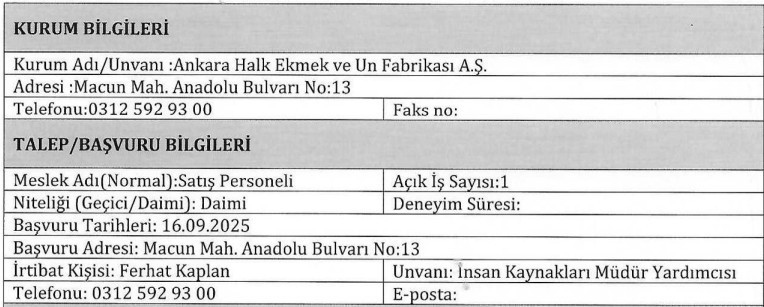 ABB Halk Ekmek satış personeli alımı yapıyor