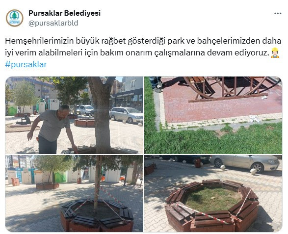 Pursaklar Belediyesi park ve bahçelerde bakım ve onarıma devam ediyor