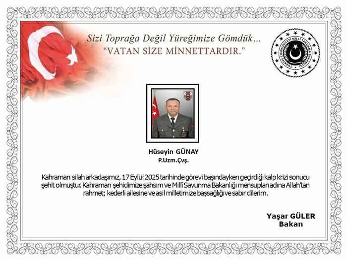Görevi başında kalp krizi geçiren uzman çavuş şehit oldu