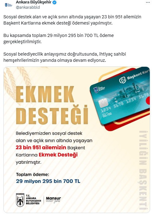 ABB, 23.951 aileye ekmek desteği ödemesini yatırdı!