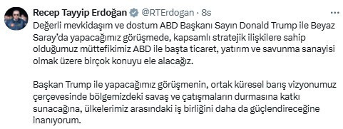 Cumhurbaşkanı Erdoğan ve Donald Trump 25 Eylül'de Beyaz Saray'da görüşecek