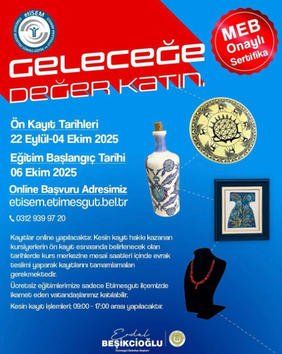 Etimesgut Belediyesinin Ücretsiz ETİSEM, kurs kayıtları başlıyor