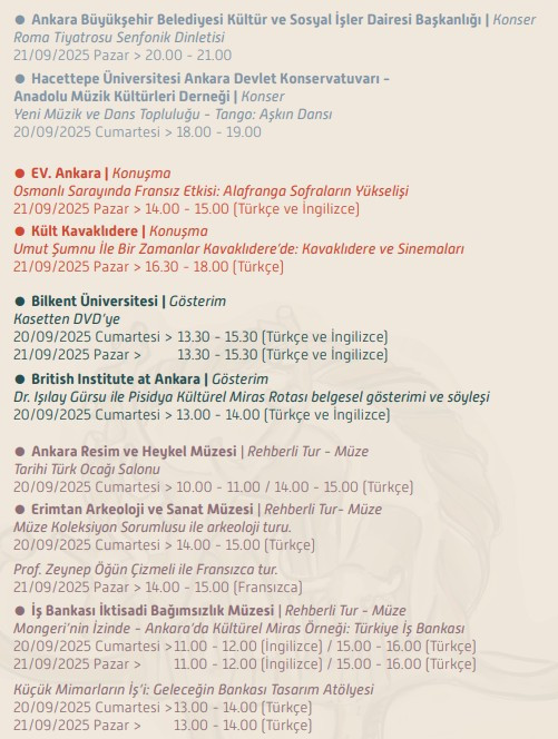 Avrupa Miras Günleri 2025 Ankara etkinlikleri takvimi!