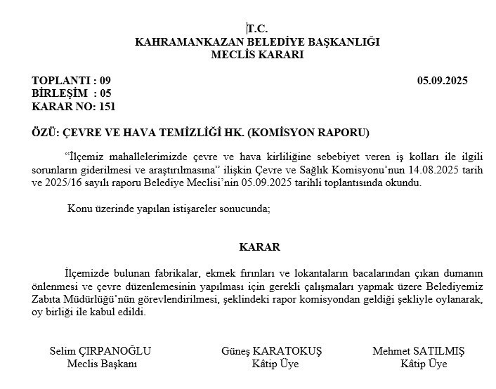 Kahramankazan Belediyesi'nden temiz hava denetimi: Zabıtalar görevlendirildi!