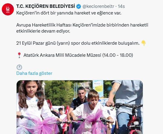 Keçiören Belediyesi, bisiklet turu ve bilgi yarışması düzenlenecek