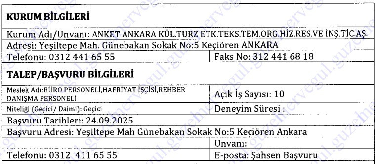 Anket Ankara büro memuru, işçi ve dayanışma personeli alıyor
