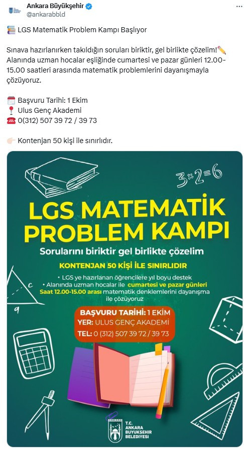 ABB, LGS öğrencileri için 'Matematik Problem Kampı' düzenleyecek