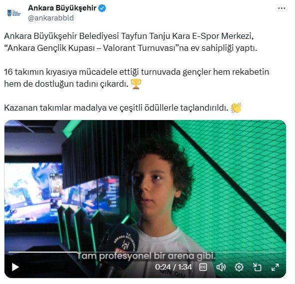 Ankara Gençlik Kupası – Valorant Turnuvası ABB'nin ev sahipliğinde tamamlandı