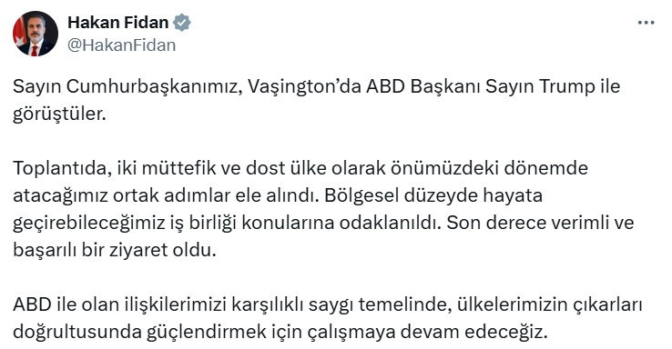 Hakan Fidan, Erdoğan - Trump görüşmesinin başarılı geçtiğini söyledi