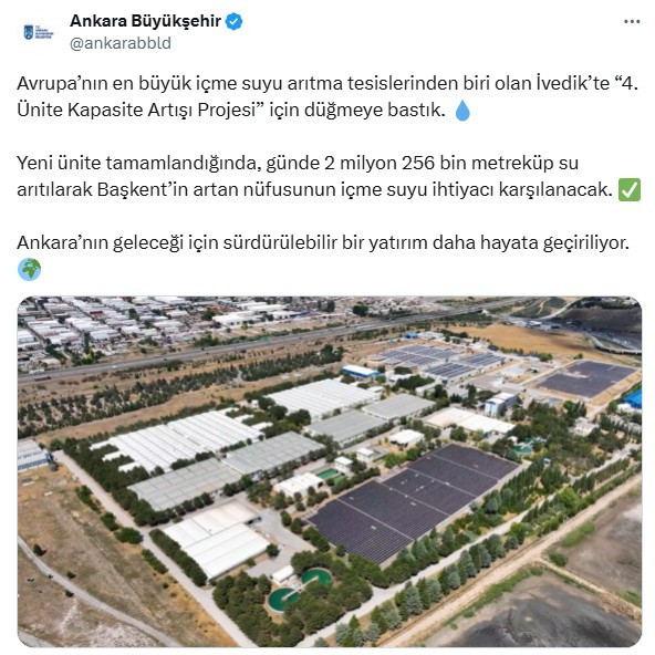 ABB duyurdu: Ankara'ya yeni içme suyu kaynağı! İvedik'te 4. ünite için düğmeye basıldı