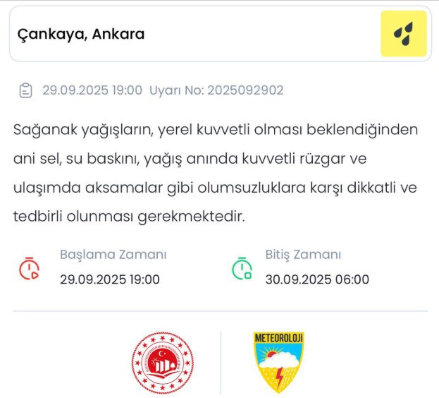 AKOM'dan Çankaya için meteorolojik uyarı: Kuvvetli yağış bekleniyor!