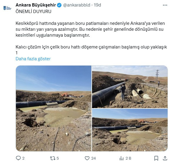 Ankara Büyükşehir Belediyesi'nden su kesintileri hakkında önemli açıklama
