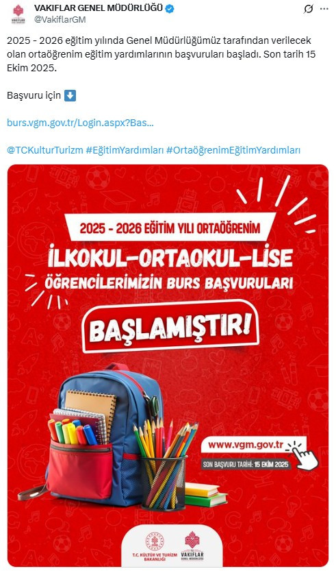 VGM burs başvuru ekranı: 2025-2026 VGM burs başvuruları nasıl yapılır?