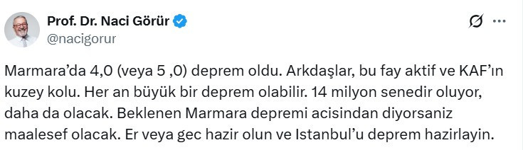 Deprem uzmanlarından uyarı: "Er ya da geç hazır olun"