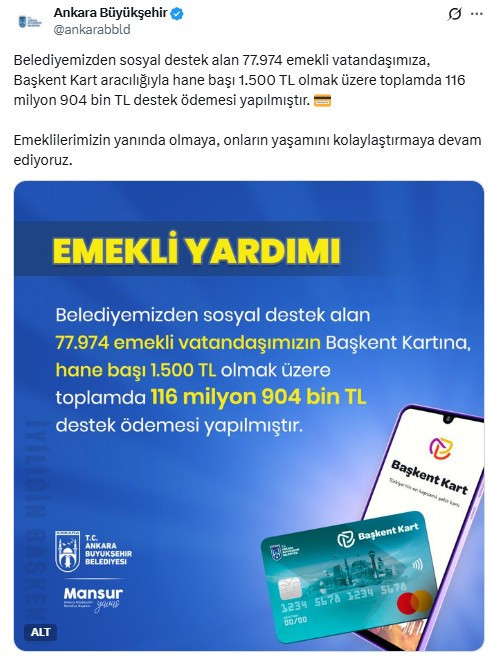 ABB, emeklilere 1.500 TL'lik sosyal destek ödemesi yatırdı!