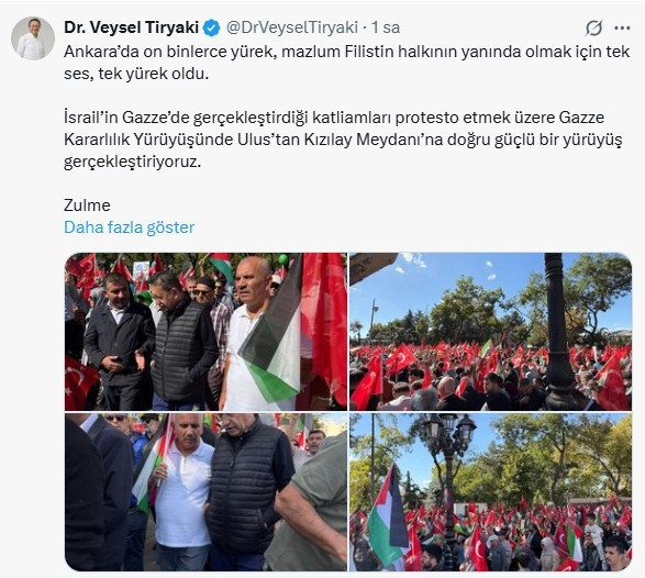 Altındağ Belediye Başkanı Veysel Tiryaki'den Gazze mesajı: 'Zulme karşı dimdik ayaktayız'