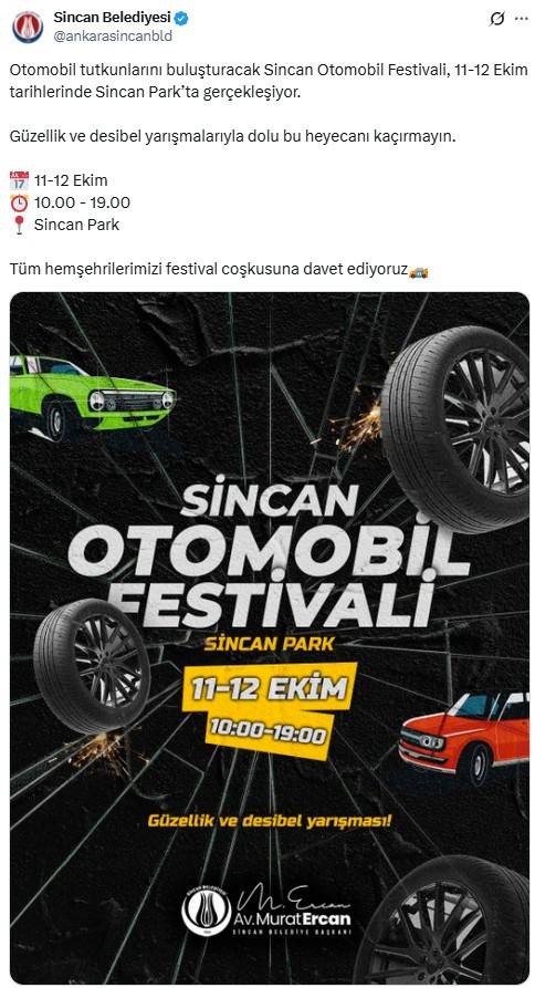 Sincan Otomobil Festivali 11-12 Ekim'de düzenlenecek!