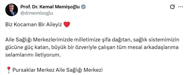 Sağlık Bakanı Kemal Memişoğlu'ndan Pursaklar Merkez Aile Sağlığı Merkezi’ne ziyaret