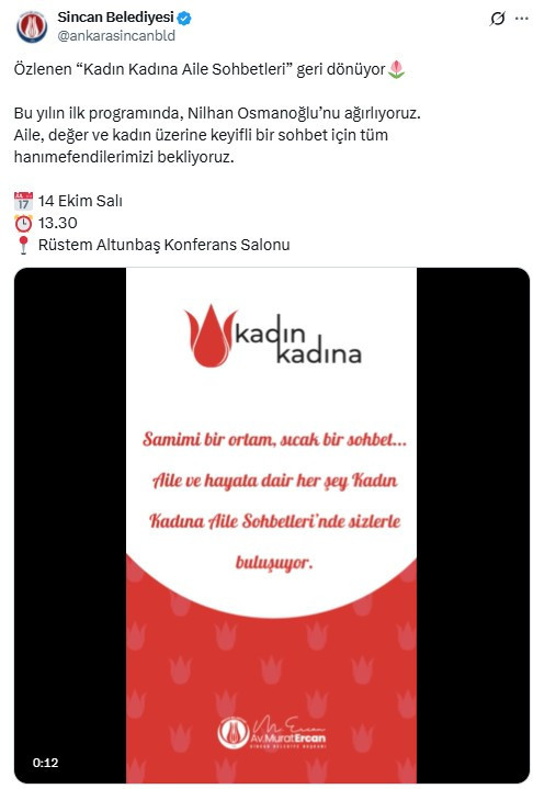 Sincan Belediyesi'nin 'Kadın Kadına Aile Sohbetleri' başlıyor