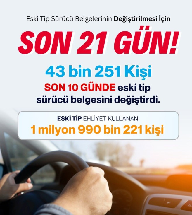 Bakan Yerlikaya: 'Eski tip ehliyetleri yenilemek için son 21 gün'